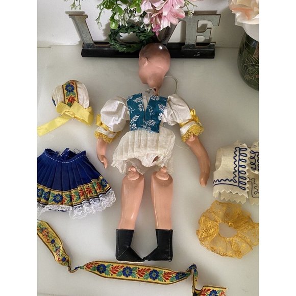 Vintage German Doll Project Strung Hand Painted Clothes Accessories in Parts EUC - Picture 10 of 16